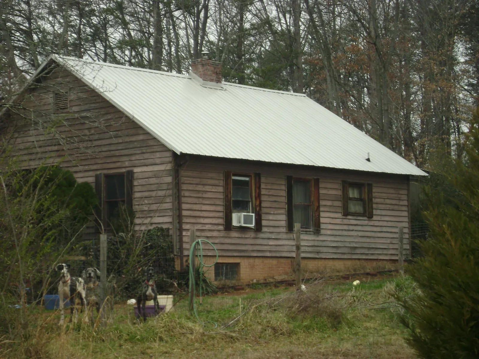 White metal roof on an old wood sided farmhouse, from a Asphalt Shingle Roof Repair job in Monmouth